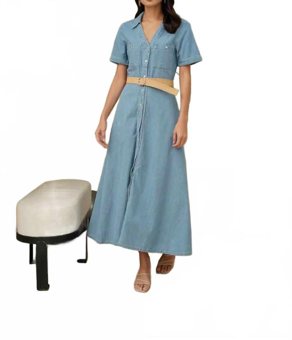 NEW BLU PEPPER lara maxi dress in light denim